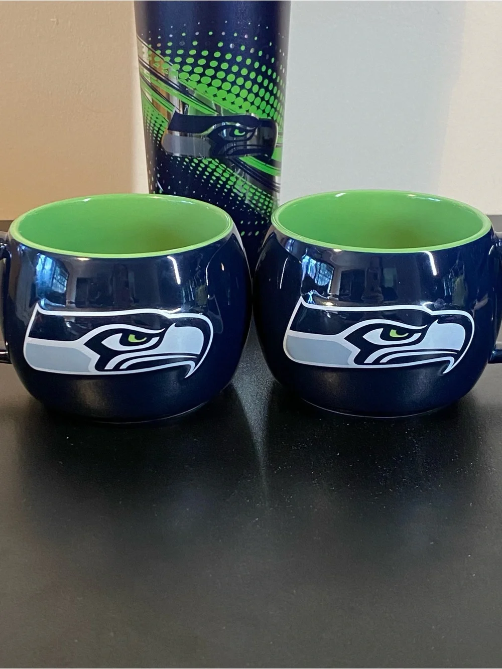 Seattle Seahawks Stainless Steel Travel Tumbler & Ceramic Mug 3 Pc Set